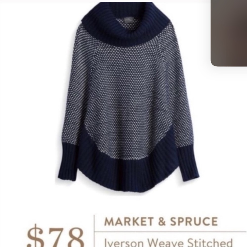 Market & Spruce Iverson Navy White Poncho L